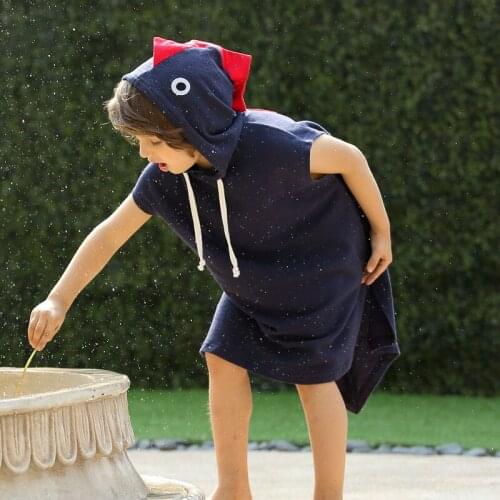 Kids Beach Cover Stegosaurus Design Swimming Suit with Cap Boys Girls Rashguard Set Cotton Sun UV Protection Suit Bathing Cover