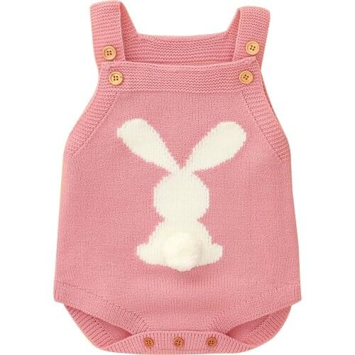 Rabbit Baby Romper Spring Autumn Clothing Baby Boy Girl Knitted Bodysuit Newborn Sleeveless Jumpsuits Toddler Playsuit One piece