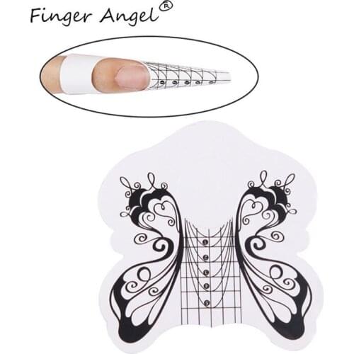 Finger Angel 50PCS/100PCS/500PCS Nail Forms Nail Art Guide Paper White Butterfly Nails Gel UV Extension French DIY Manicure Tool