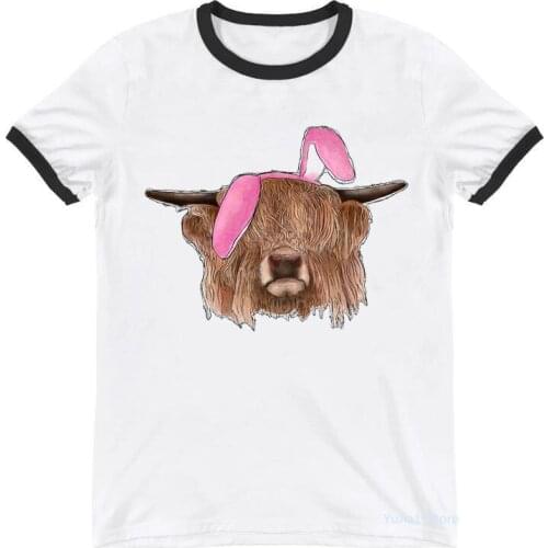Cute Cows Animal Print Tshirt WomenS Clothing Summer Fashion Pink Bow T Shirt Femme Harajuku Shirt Kawaii Clothes T-Shirt