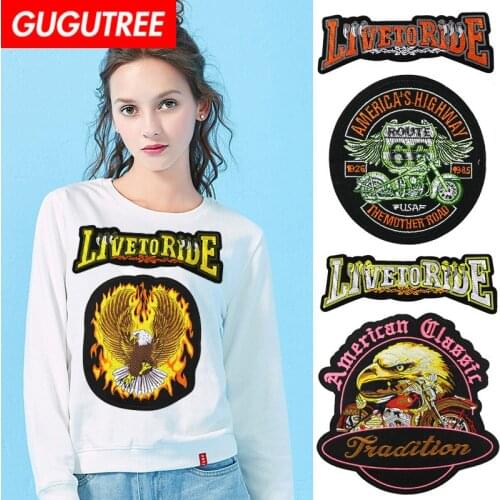 GUGUTREE embroidery big eagle skull letter animal patches badges applique patches for clothing YYX-19121066