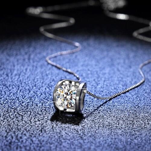 Inbeaut 925 Silver Excellent Cut 1 ct D Color VVS1 Moissanite Peach Hearts Pendant Necklace Women Pt950 Stamp Moissanite Jewelry