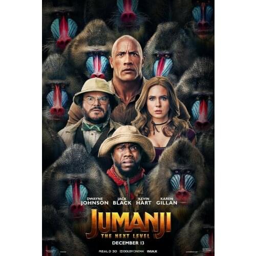 Jumanji The Next Level The Rock Black Jack Film Silk Fabric Wall Poster Art Decor Sticker Bright