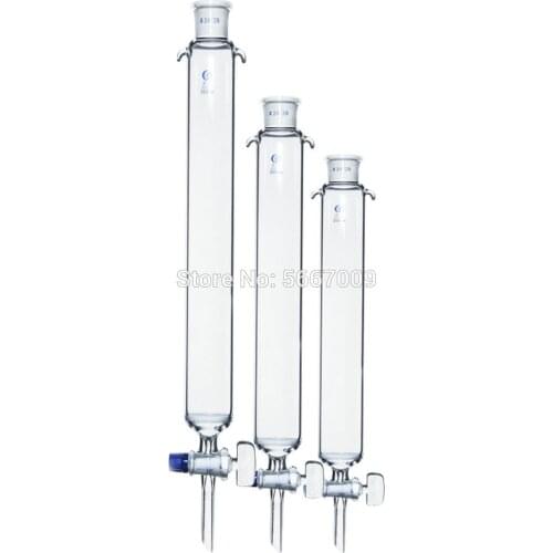 1pcs lab 24# glass sand core chromatography column with standard mouth and glass piston 16 22 30 40*200 300 400mm
