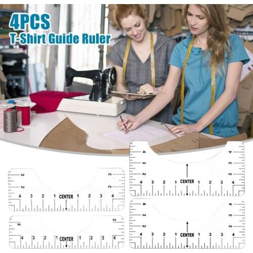 4Pcs/Set Adult Youth Toddler T-Shirt Alignment Ruler for Guiding T-Shirt Design Fashion Rulers with Size Chart