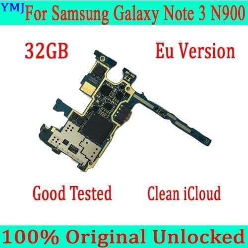 For Samsung Galaxy Note 3 N900 N9005 Motherboard with Android System & full chips,100% Original unlocked Mainboard EU Version