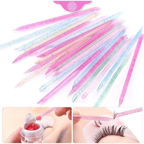 Reusable Crystal Stick Double End Nail Art Cuticle Pusher Cuticle Eyelashes Glue Removing Grafting Lashes Eyelash Extension Tool