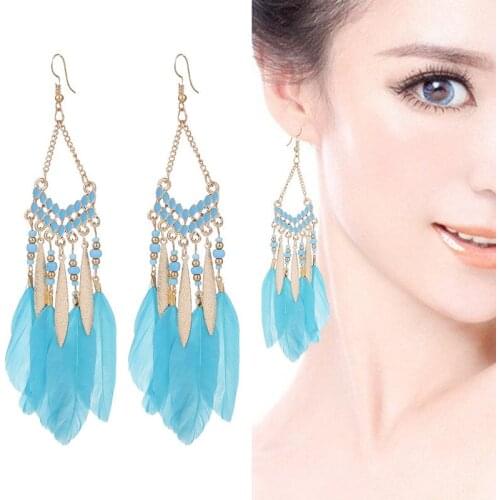 Vintage multicolor beaded earrings set for woman ethnic boho style tassel feather long dream catcher drop earrings серьги jewelr