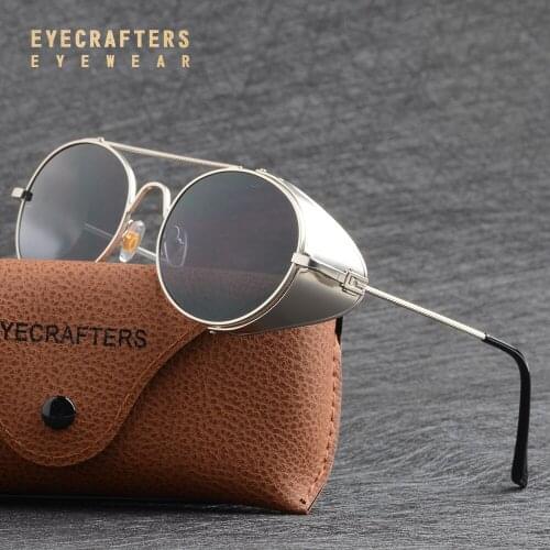 EYECRAFTERS NEW Mens Womens Fashion Eyewear Metal Vintage Gothic Steampunk Sunglasses Fashion Round Mirrored Retro Sunglasses