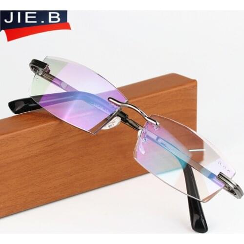 New Rhinestone Reading Glasses Men Diamond Cutting Rimless eyeglasses Glasses High Clear Womens Readers Presbyopic Eye Glasses