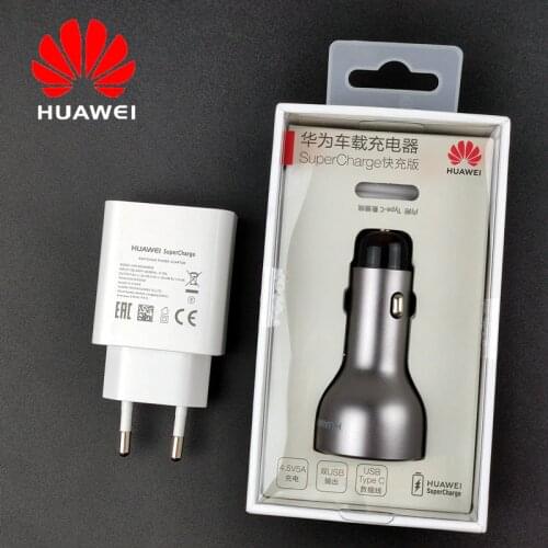 Original huawei P20 Pro Car charger Dual usb Supercharge 22.5W EU Power adapter quick charging 5A Type c cable for P10 mate 9 10