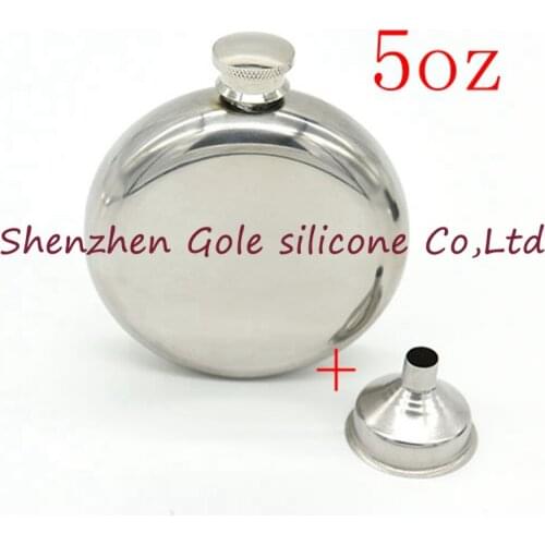 200pcs Stainless Steel Hip Flask 5oz Outdoor Portable Hip Flask Mirror Polished Wine Pot Alcohol Flagon with Funnel