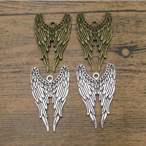 Double Wing Charms 12PCS/Lot 40×24mm Alloy Wings DIY Jewelry Accessories Earring Pendants 2 Colors Available-RS652