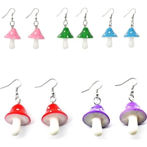 Hot Women Environmental theme Dangle Earrings For Female Girls Party Acrylic Mushroom Long Pendant Earrings Drop shipping