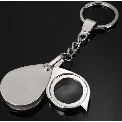 Portable Folding Jewelry 8X Magnifier Eyes Glass Loupe Lens Magnifying Metal Frame Glass Lens with Key Chain Pocket Tool