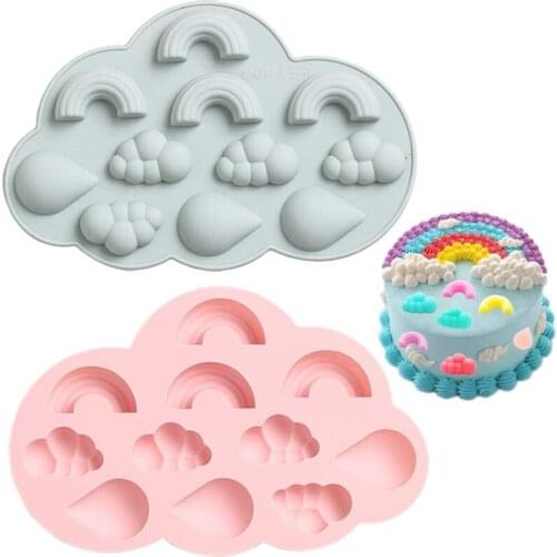 Rainbow Cloud Cake Silicone Molds Children Handmade DIY Dessert Popsicle Ice Grid Mould Baby Cake Decoration Kitchen Accessories