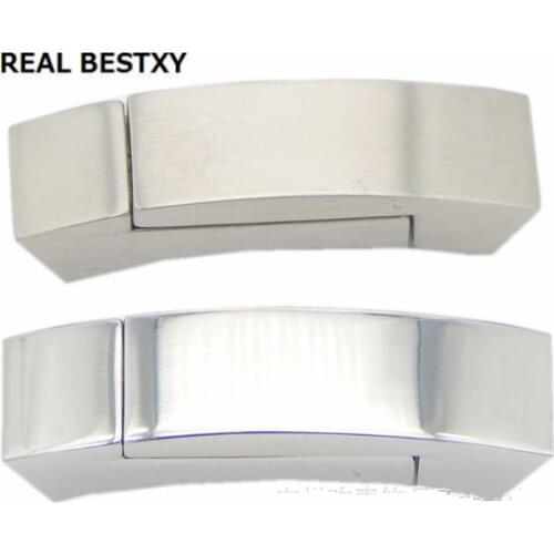 REAL BESTXY 30pc/lot 5mm 6mm Hole Hollow Scoop Shape Stainless Steel Magnetic Clasps For Leather Cord Fashion Jewelry Making