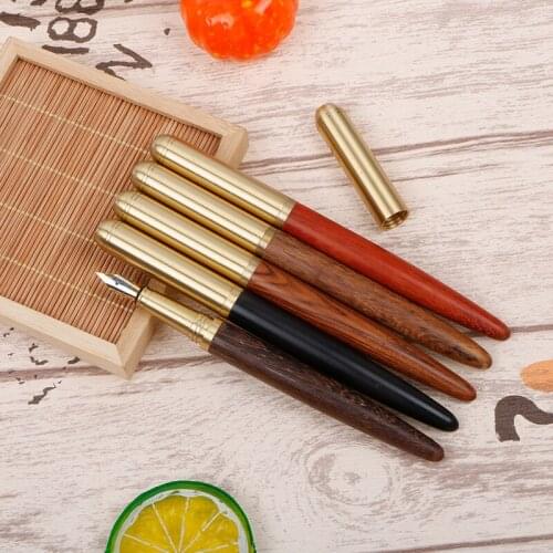 Luxury Classic Metal Wood Fountain Pen Fine Nib Calligraphy Stationery Office School Supplies Pens Writing