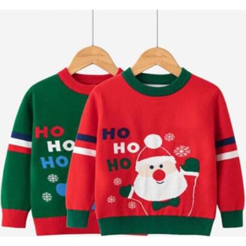 Christmas Clothes Child Knit Clothes Tops Baby Boys Sweater Kids Girls Pullover Sweater Children Warm Bottoming Clothing