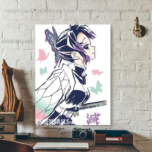 Shinobu Kocho Insect Pillar Anime Poster Canvas Wall Art Painting Decor Pictures Bedroom Living Room Home Decoration Prints