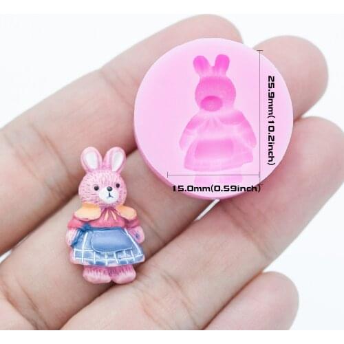 YF322 Rabbit Silicone Mold for Cake Decorating Candy Chocolate Fondant Resin Polymer Clay Jewelry Key Ring Cabochon Charm