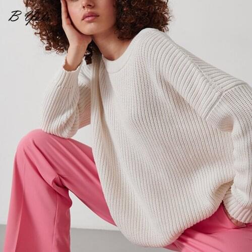 Blessyuki Autumn Winter Oversized Sweater Women Solid Loose Knitted Warm Sweaters Female 2021 Long Sleeve Pullover Fashion Tops