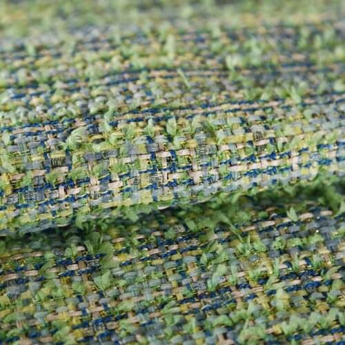 50x145cm France Tweed Green Color Yarn Dyed Braided Tweed Fabric For Woman Autumn Jacket Dress Suits Coat DIY Sewing