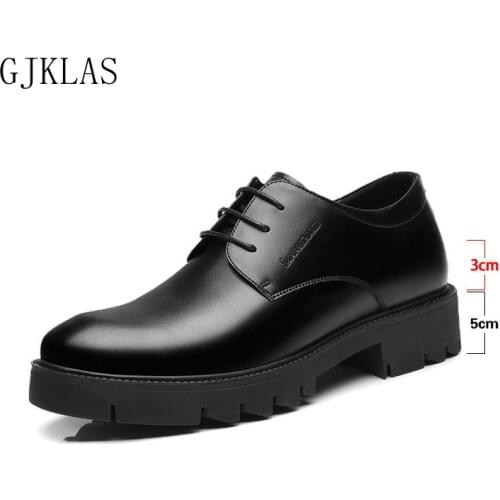 Height Increased 8/10 Cm Black Italian Dress Mens Shoes Genuine Leather High Heel Shoes for Men Office Wear Formal Shoes Oxford