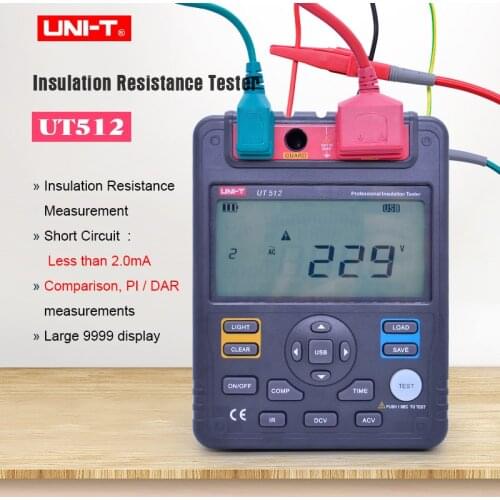 UNI-T UT512 Digital Insulation Resistance Tester AC DC Voltage Ohm megger meter Megohmmeter 2500v USB Interface PC connection