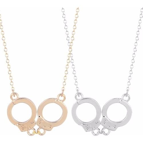 Vintage Punk fashion Gold Handcuffs Necklaces For Women fashion Chain Handcuff Collares Collier Femme Harajuku