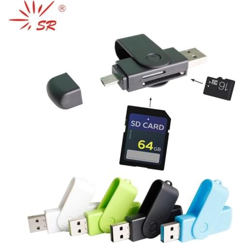SR New Rotating 4 Colors OTG Card Reader 2 in 1 Android Phone TF Micro SD Card reader For Laptop PC