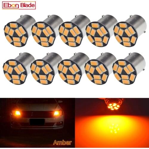 10Pcs 1156 BA15S P21W BAU15S 9SMD LED Lamp PY21W Car Bulbs Turn Signal Lights Auto Light Source Parking Amber Yellow Orange 12V
