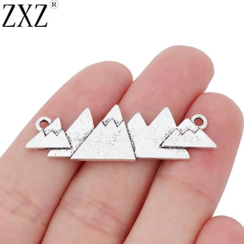 ZXZ 10pcs Mountains Connector Charms Pendants for Necklace Jewelry Making Findings 46x14mm