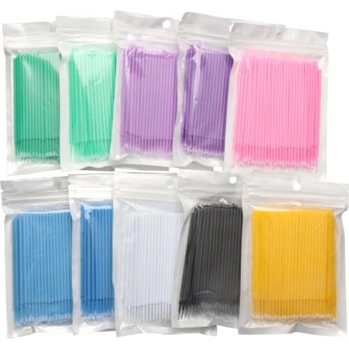 100pcs Micro brush Disposable cleaner stick Cotton swab mascara wands Cosmetics makeup brush for eyelashes extension beauty tool