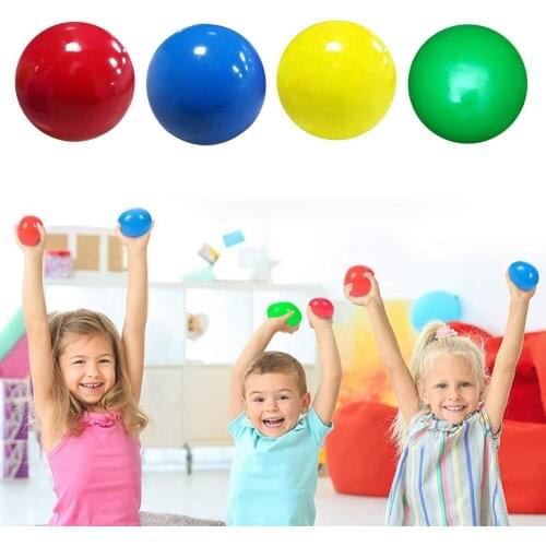 4Pcs/Set Sticky Wall Ball Noctilucent Luminous Squeeze Kids Decompression Toys