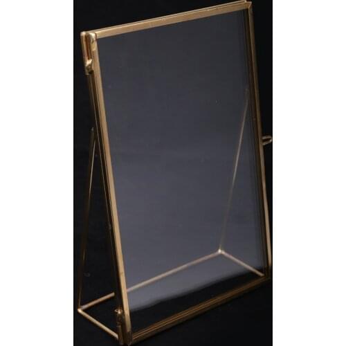 4PC Glass Photo Picture Frame Portrait Home Decor Freestanding - Gold