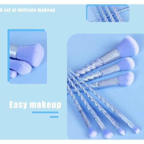 7-piece Makeup Brush Set Eye Shadow Brush Eyebrow Brush Foundation Brush Frosted Spiral Handle Large Fan-shaped Makeup Tool