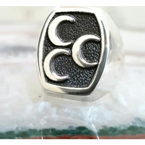 925 sterling Silver 3 Crescent Male Ring