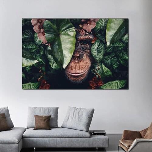 Flower Animal Lion Elephant Chimpanzee Abstract Canvas Painting Wall Art Nordic Poster and Print Pictures Living Room Home Decor