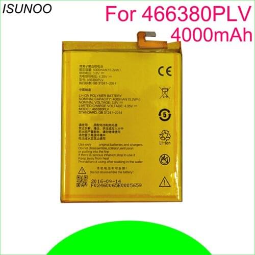ISUNOO 466380PLV 466380PVL Phone Battery For ZTE BLADE A610 A610C A610T BA610C BA610T phone battery 4000mAh
