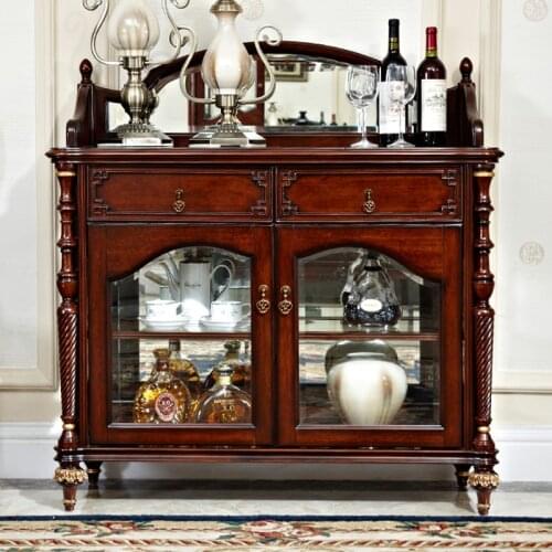 American Country Kitchen Solid Wood Carved Storage Cabinet Cabinets European Restaurant Floor Side Cabinets