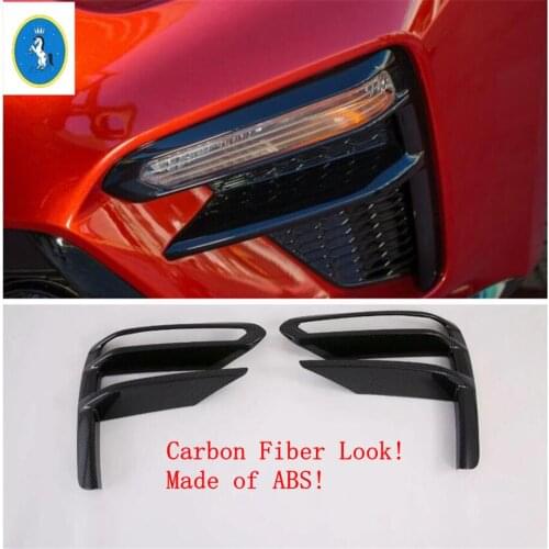 Auto Accessory Front Head Fog Lights Lamps Frame Cover Trim Fit For Kia Forte / Cerato / K3 2019 2020 2021 Carbon Fiber ABS
