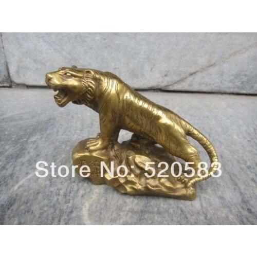 Free shipping Chinese Buddhism Fengshui Bronze brass Tiger statue Figures a