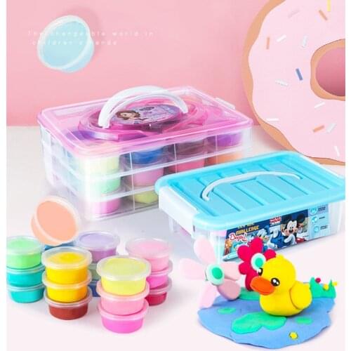 Disney Mickey 12 Colors Air Dry Super Light Polymer Clay Frozen DIY Colored Slimes Snow Mud Kids Early Education Toys Plasticine