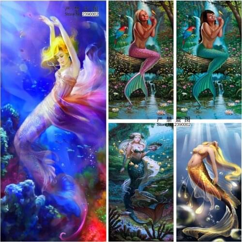 Diy 5d Diamond Painting Cross Stitch Mermaid Diamond Mosaic Pictures Room Diamond Embroidery Diamond Paintings Wall Sticker