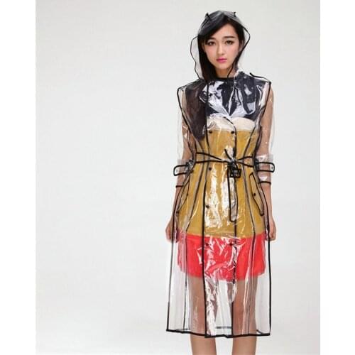 EVA Transparent Raincoat Long Raincoat for Women Waterproof Jacket Windbreaker Rain Poncho With Belt Outdoors capa de lluvia