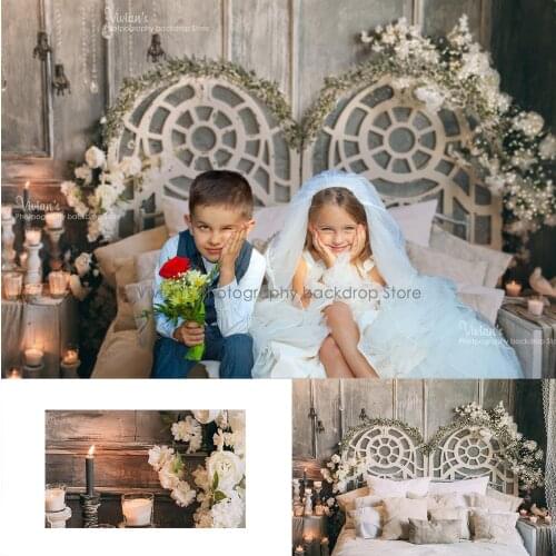 Spring Bed Photography Backdrop Child Family Portrait Kids Birthday Wedding Decor Floral Props Background Cake Smash Photostudio