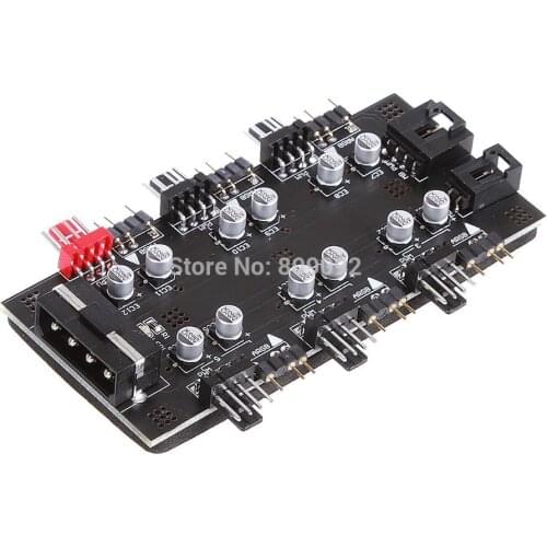 IDE/SATA 1 To 6 Way PWM /ARGB Device Expander 4-Pin Cooling Fans Hub Splitter Cable 12V Power Socket Adapter card For Computer