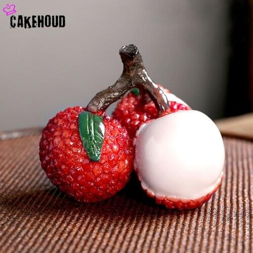 CAKEHOUD Simulation Color-changing Resin Lychee Tea Pet Creative Fruit Tea Set Accessories Home Decoration Tea Tray Decoration