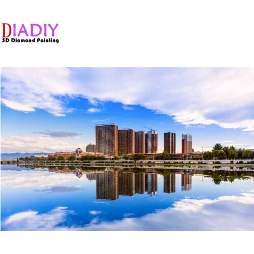 Modern city night view 5D DIY full square diamond painting cross stitch picture of rhinestone diamond embroidery home decoration